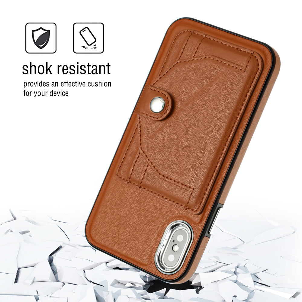 iPhone X Shockproof Leather Phone Case with Card Holder - Stylish, Durable, and Convenient