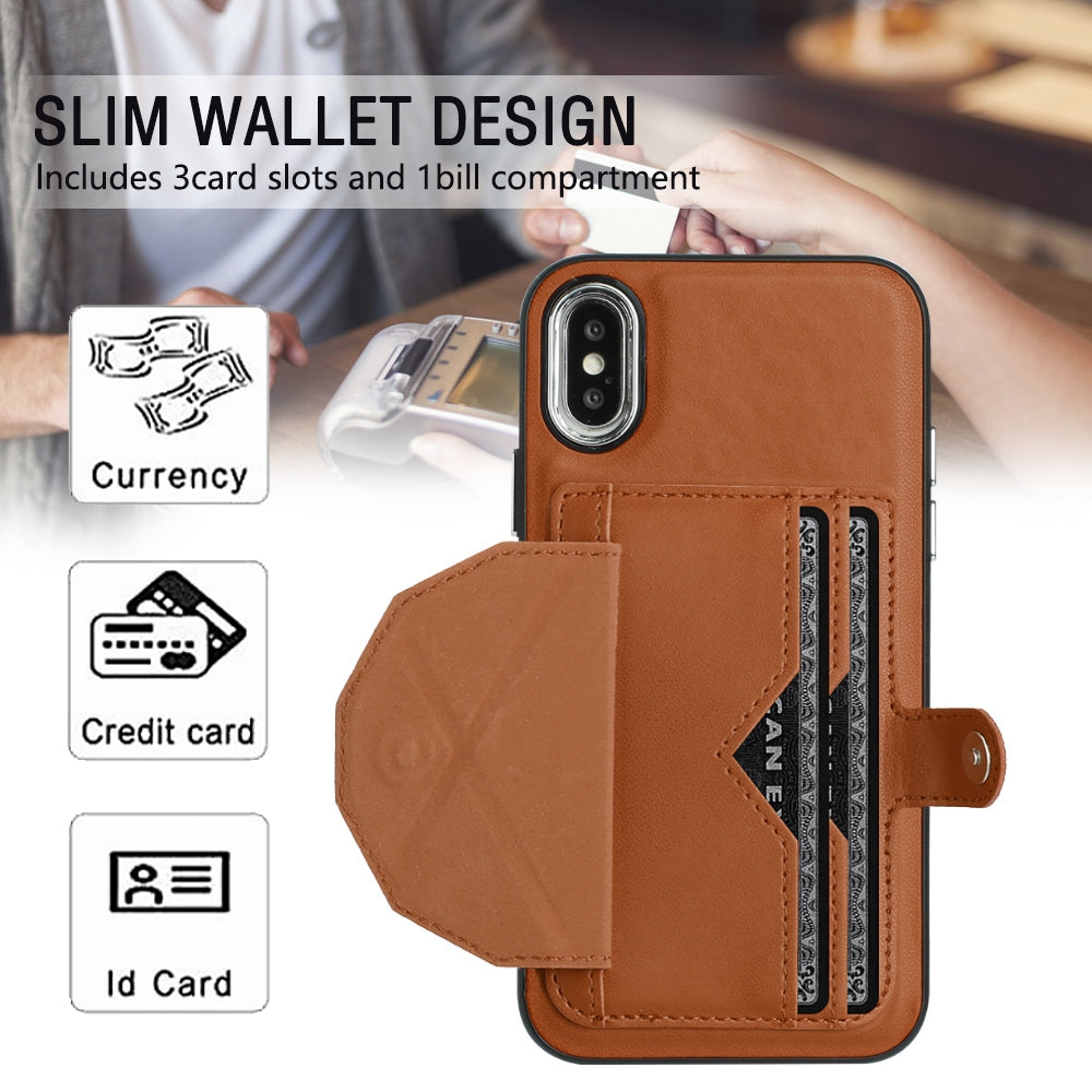iPhone X Shockproof Leather Phone Case with Card Holder - Stylish, Durable, and Convenient