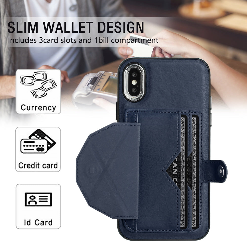 iPhone X Shockproof Leather Phone Case with Card Holder - Stylish, Durable, and Convenient