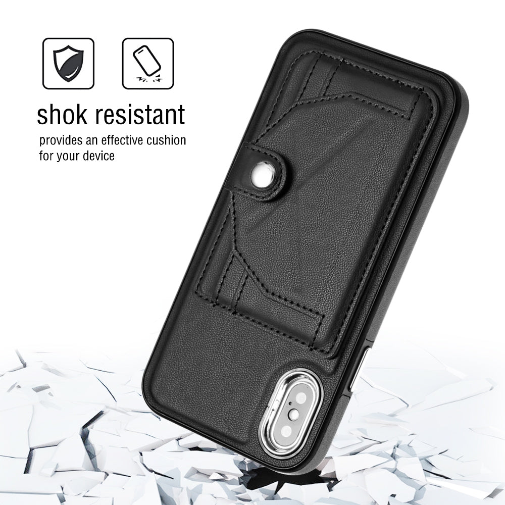 iPhone X Shockproof Leather Phone Case with Card Holder - Stylish, Durable, and Convenient