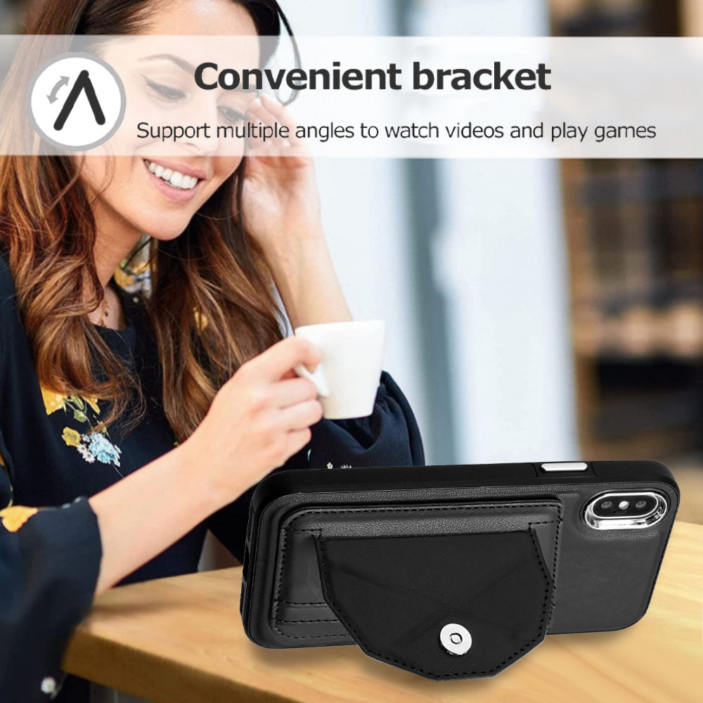 iPhone XS Shockproof Leather Phone Case with Card Holder - Stylish, Durable, and Convenient