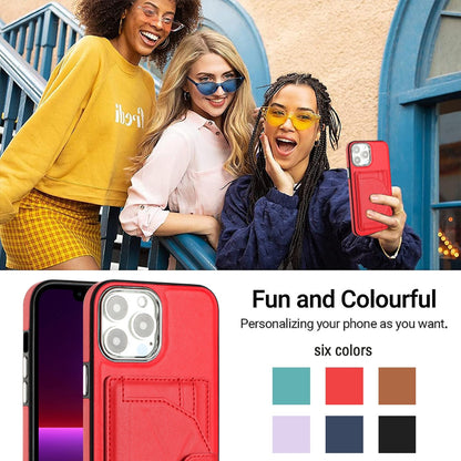 iPhone 15 Pro Max Shockproof Leather Phone Case with Card Holder - Stylish, Durable, and Convenient