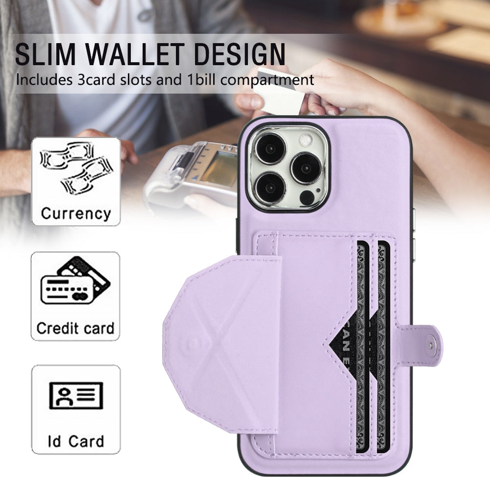 iPhone 15 Pro Max Shockproof Leather Phone Case with Card Holder - Stylish, Durable, and Convenient