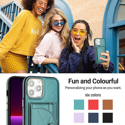 iPhone 15 Pro Max Shockproof Leather Phone Case with Card Holder - Stylish, Durable, and Convenient