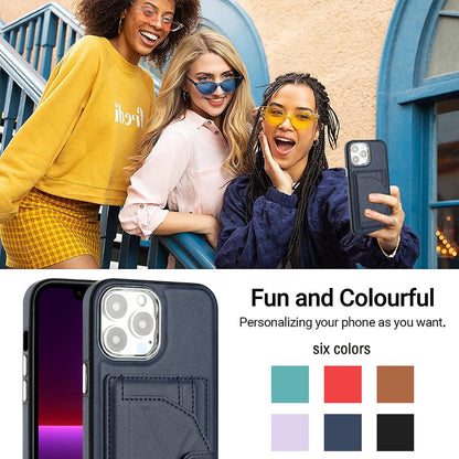 iPhone 15 Pro Max Shockproof Leather Phone Case with Card Holder - Stylish, Durable, and Convenient