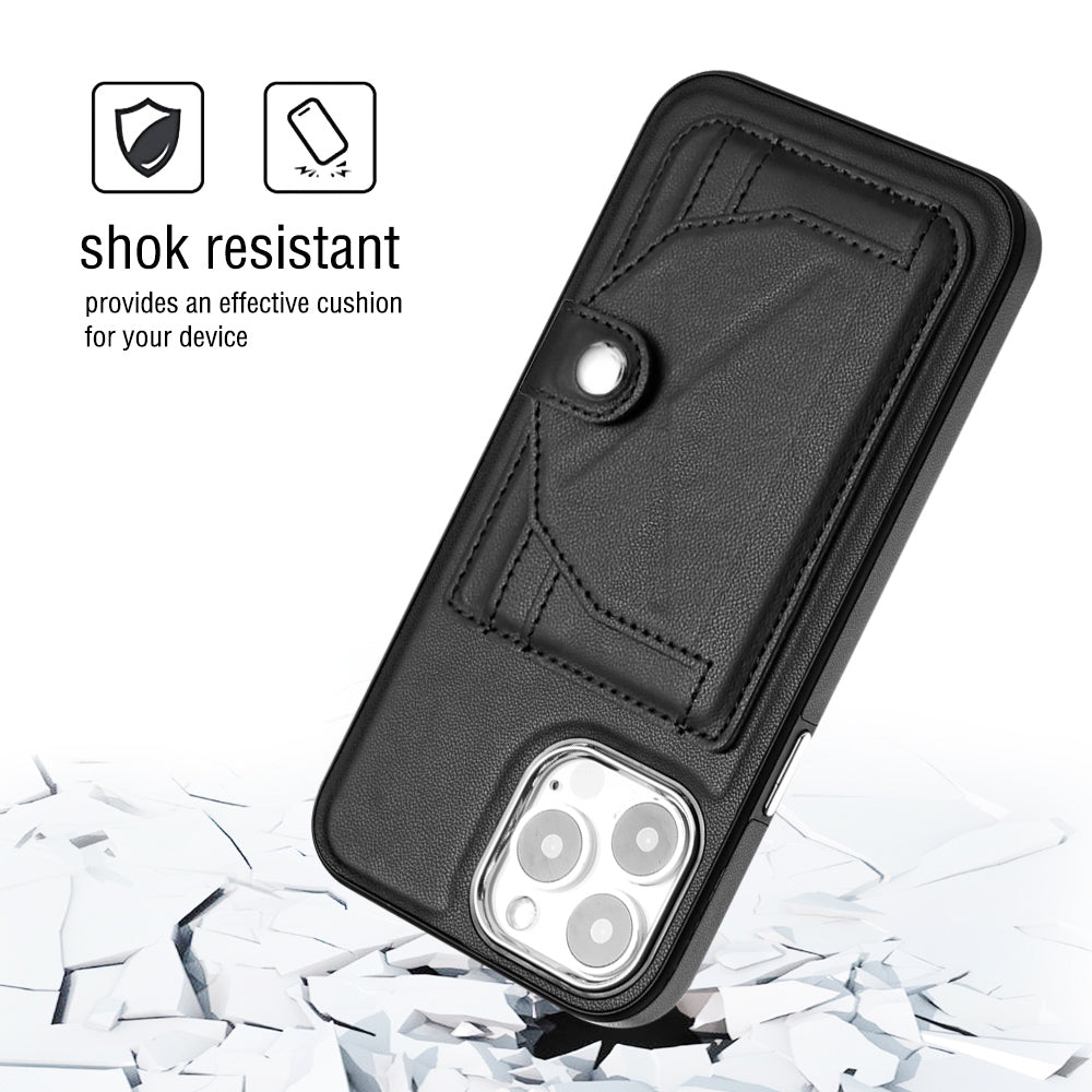 iPhone 15 Pro Max Shockproof Leather Phone Case with Card Holder - Stylish, Durable, and Convenient