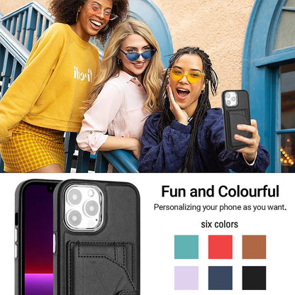 iPhone 15 Pro Max Shockproof Leather Phone Case with Card Holder - Stylish, Durable, and Convenient