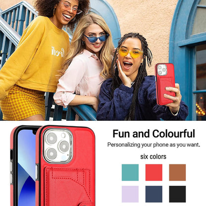 iPhone 15 Pro Shockproof Leather Phone Case with Card Holder - Stylish, Durable, and Convenient