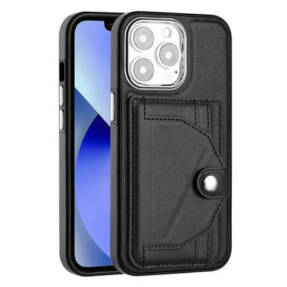 iPhone 15 Pro Shockproof Leather Phone Case with Card Holder - Stylish, Durable, and Convenient