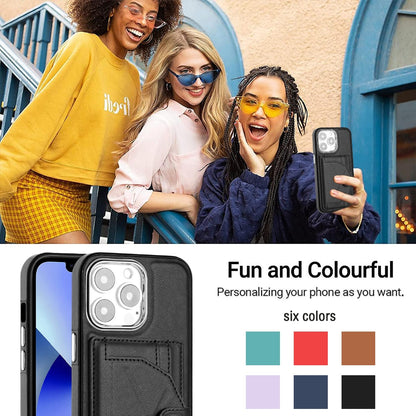 iPhone 15 Pro Shockproof Leather Phone Case with Card Holder - Stylish, Durable, and Convenient