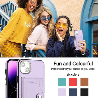 iPhone 15 Plus Shockproof Leather Phone Case with Card Holder - Stylish, Durable, and Convenient