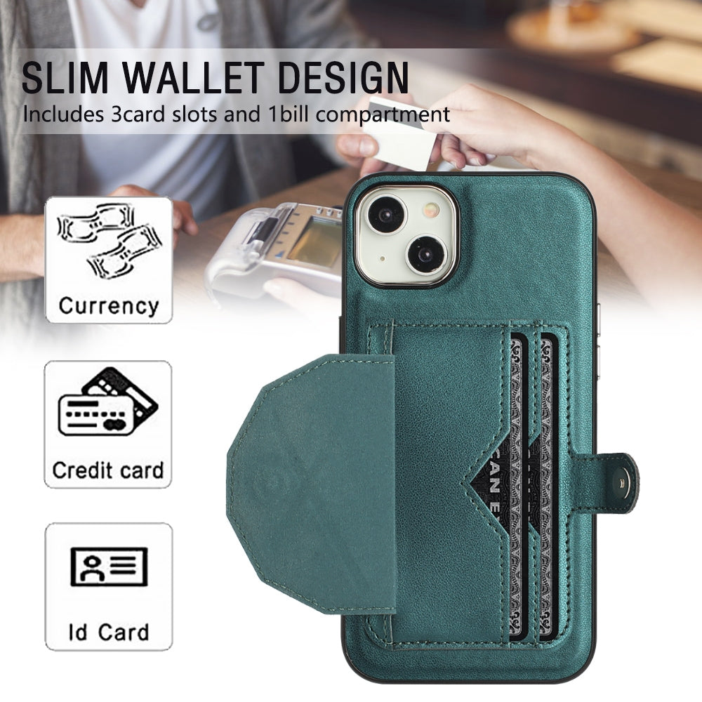 iPhone 15 Plus Shockproof Leather Phone Case with Card Holder - Stylish, Durable, and Convenient
