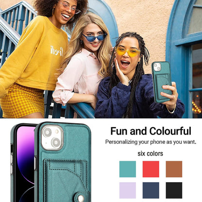iPhone 15 Plus Shockproof Leather Phone Case with Card Holder - Stylish, Durable, and Convenient