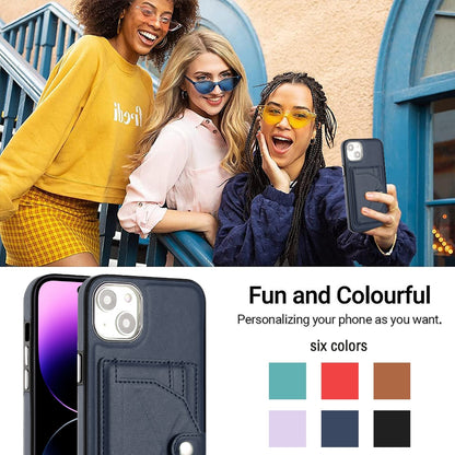 iPhone 15 Plus Shockproof Leather Phone Case with Card Holder - Stylish, Durable, and Convenient