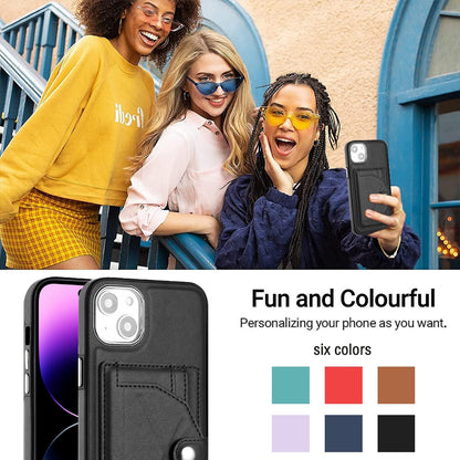 iPhone 15 Plus Shockproof Leather Phone Case with Card Holder - Stylish, Durable, and Convenient