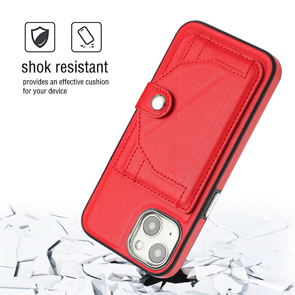 iPhone 15 Shockproof Leather Phone Case with Card Holder - Stylish, Durable, and Convenient