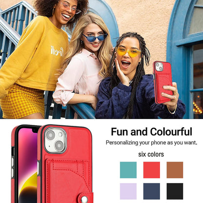 iPhone 15 Shockproof Leather Phone Case with Card Holder - Stylish, Durable, and Convenient