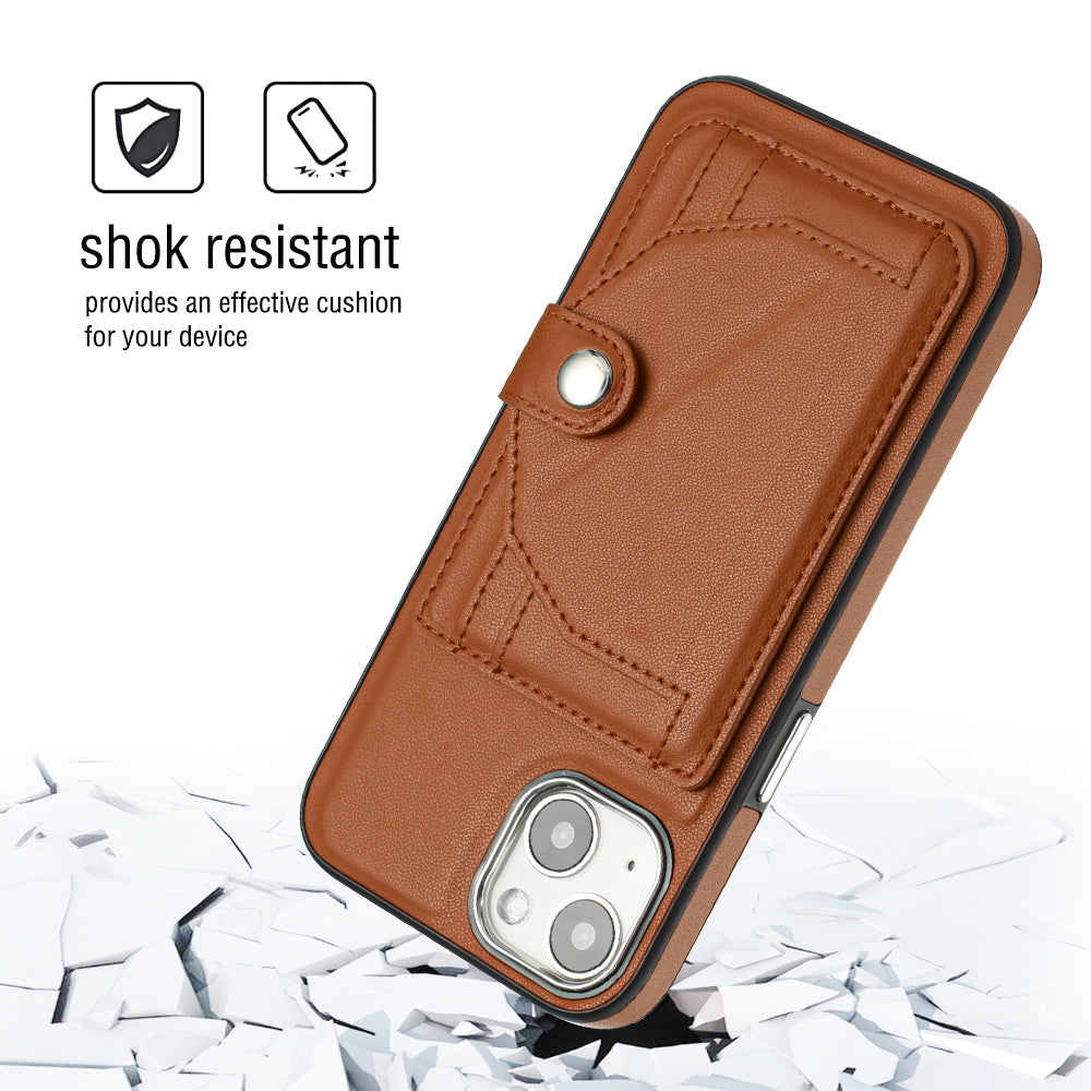 iPhone 15 Shockproof Leather Phone Case with Card Holder - Stylish, Durable, and Convenient