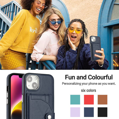 iPhone 15 Shockproof Leather Phone Case with Card Holder - Stylish, Durable, and Convenient