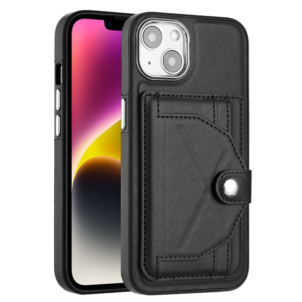 iPhone 15 Shockproof Leather Phone Case with Card Holder - Stylish, Durable, and Convenient