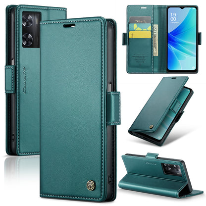 OPPO A57/A57s 4G Leather Wallet Case - RFID Blocking, Stand Function, Card Slots