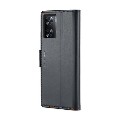 OPPO A77 4G Leather Wallet Case - RFID Blocking, Stand Function, Card Slots