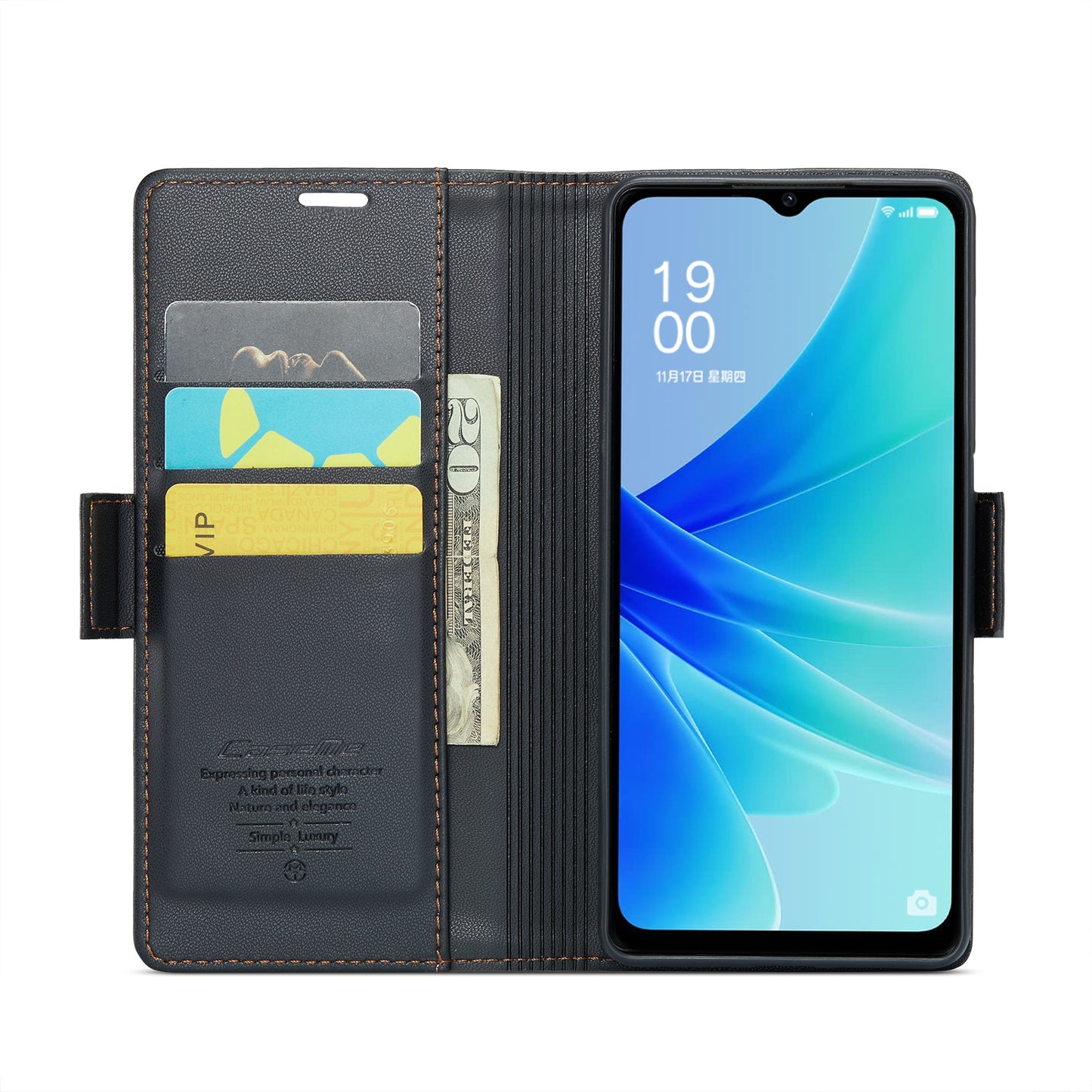 OPPO A57e 4G Leather Wallet Case - RFID Blocking, Stand Function, Card Slots