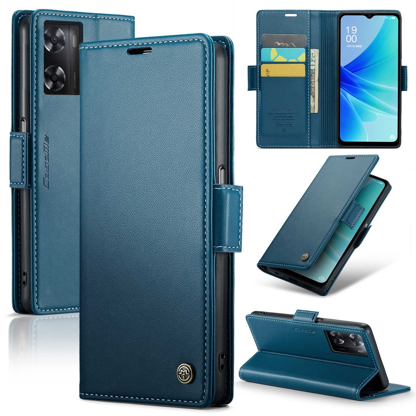 OPPO A77 4G Leather Wallet Case - RFID Blocking, Stand Function, Card Slots