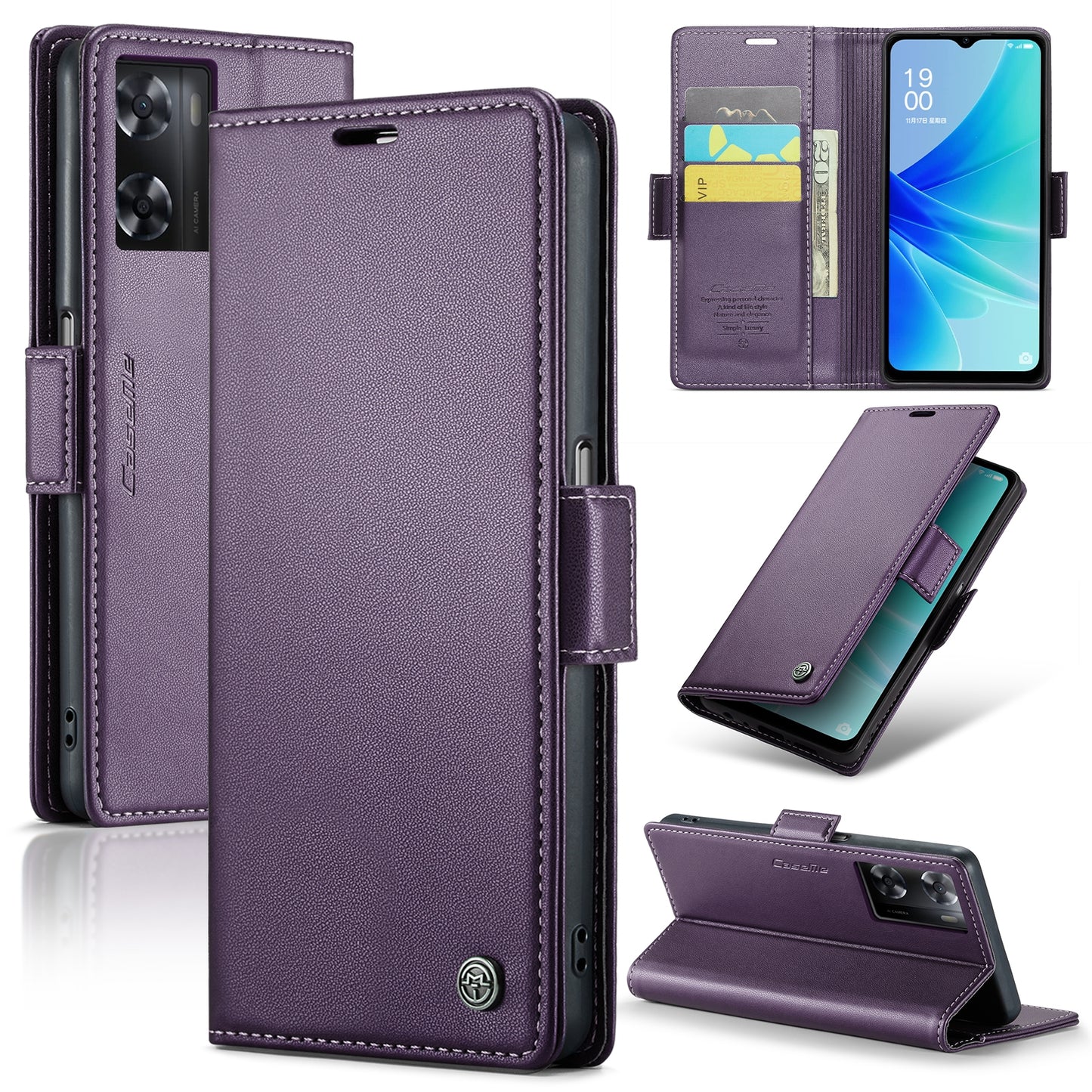 OPPO A77 4G Leather Wallet Case - RFID Blocking, Stand Function, Card Slots
