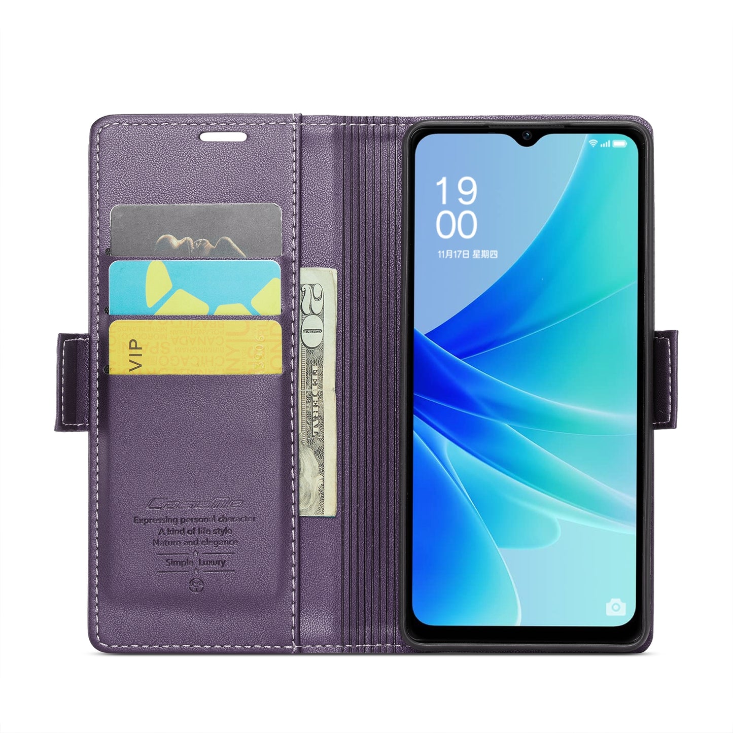 OPPO A57e 4G Leather Wallet Case - RFID Blocking, Stand Function, Card Slots