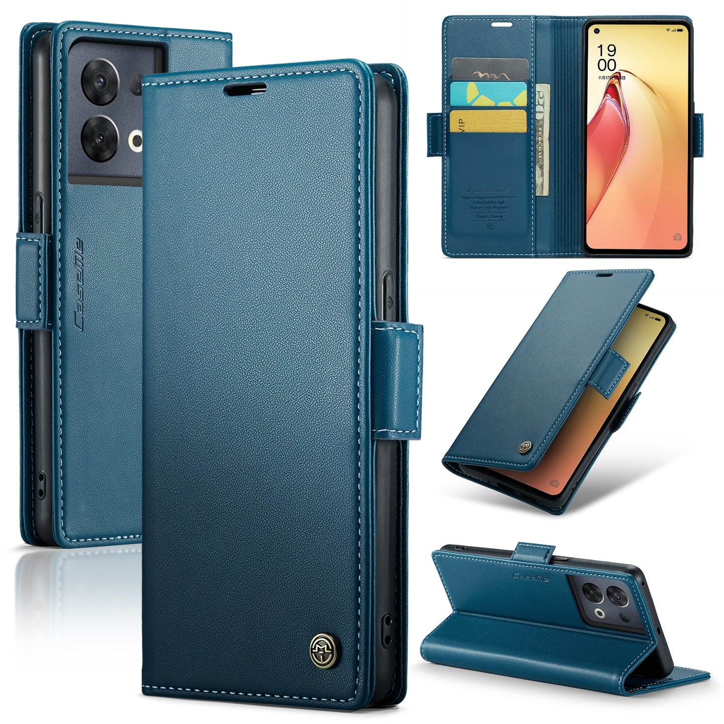 OPPO Reno8 Pro 5G Leather Wallet Case - RFID Blocking, Stand Function, Card Slots