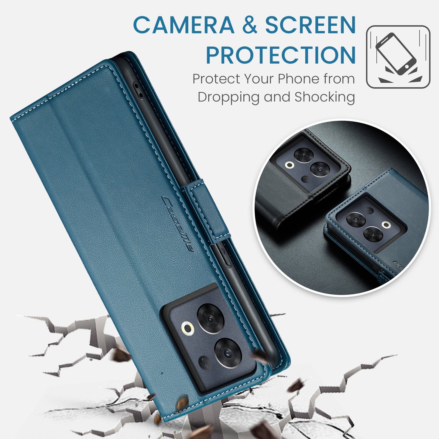 OPPO Reno8 Pro 5G Leather Wallet Case - RFID Blocking, Stand Function, Card Slots