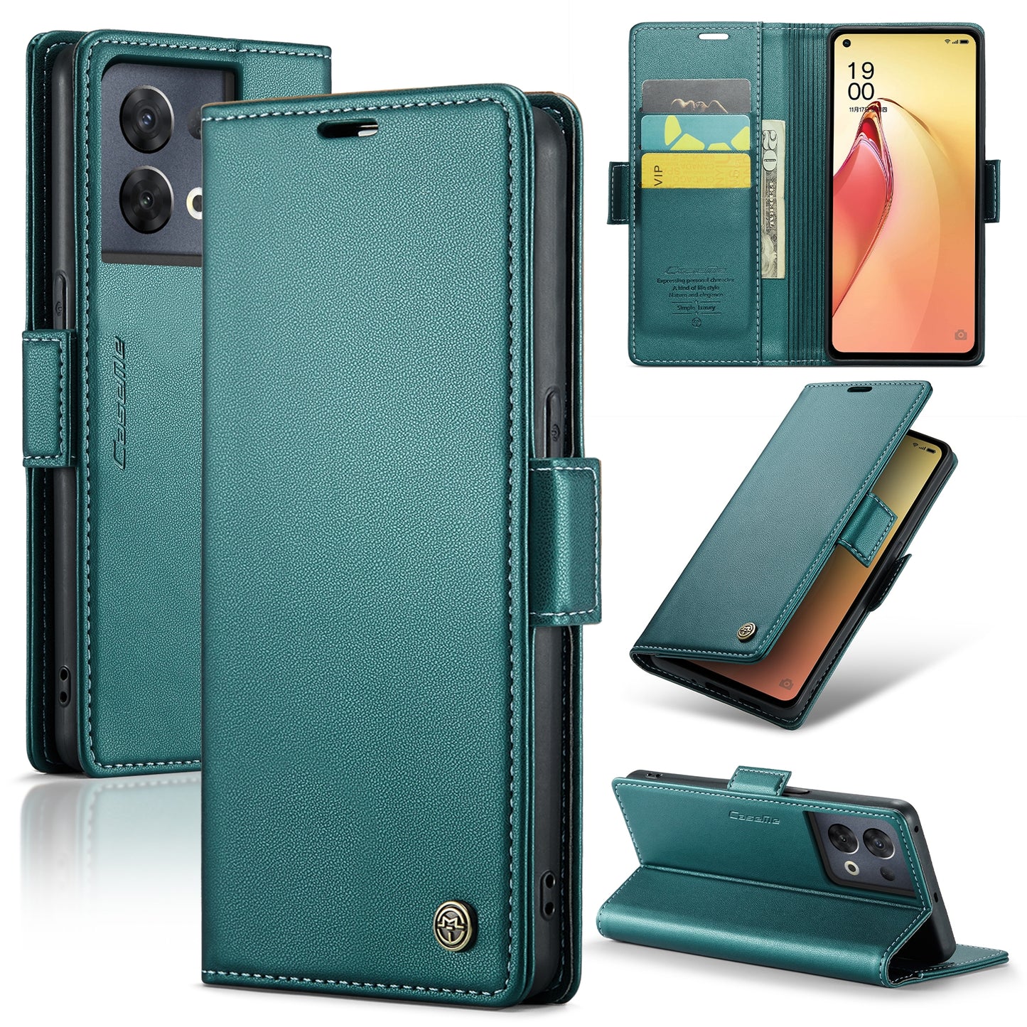 OPPO Reno8 Pro 5G Leather Wallet Case - RFID Blocking, Stand Function, Card Slots