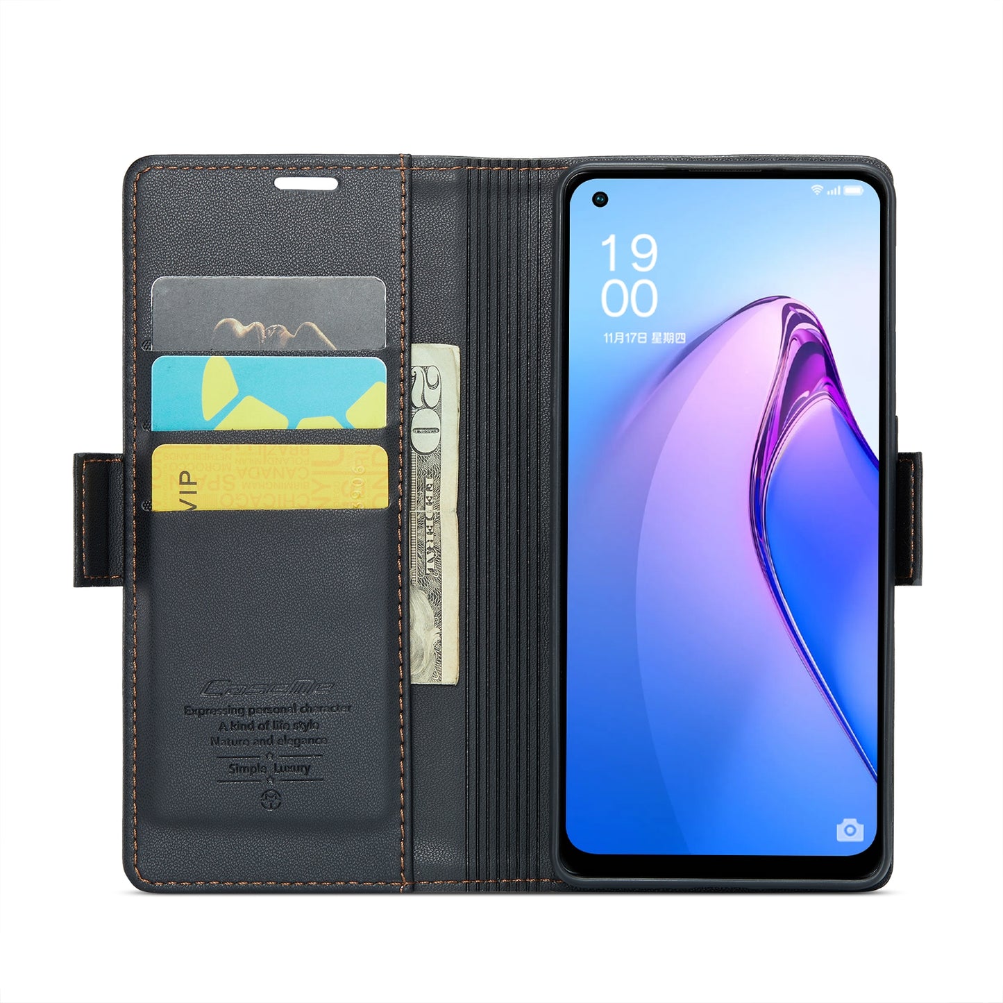 OPPO Reno7 Z/Reno7 Lite Leather Wallet Case - RFID Blocking, Stand Function, Card Slots