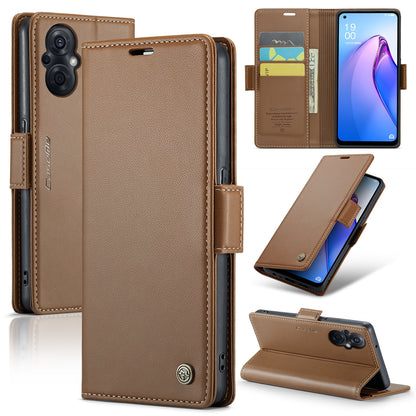 OPPO Reno7 Z/Reno7 Lite Leather Wallet Case - RFID Blocking, Stand Function, Card Slots