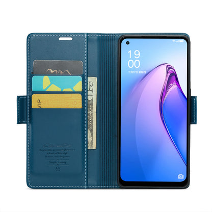 OPPO Reno8 Lite Leather Wallet Case - RFID Blocking, Stand Function, Card Slots