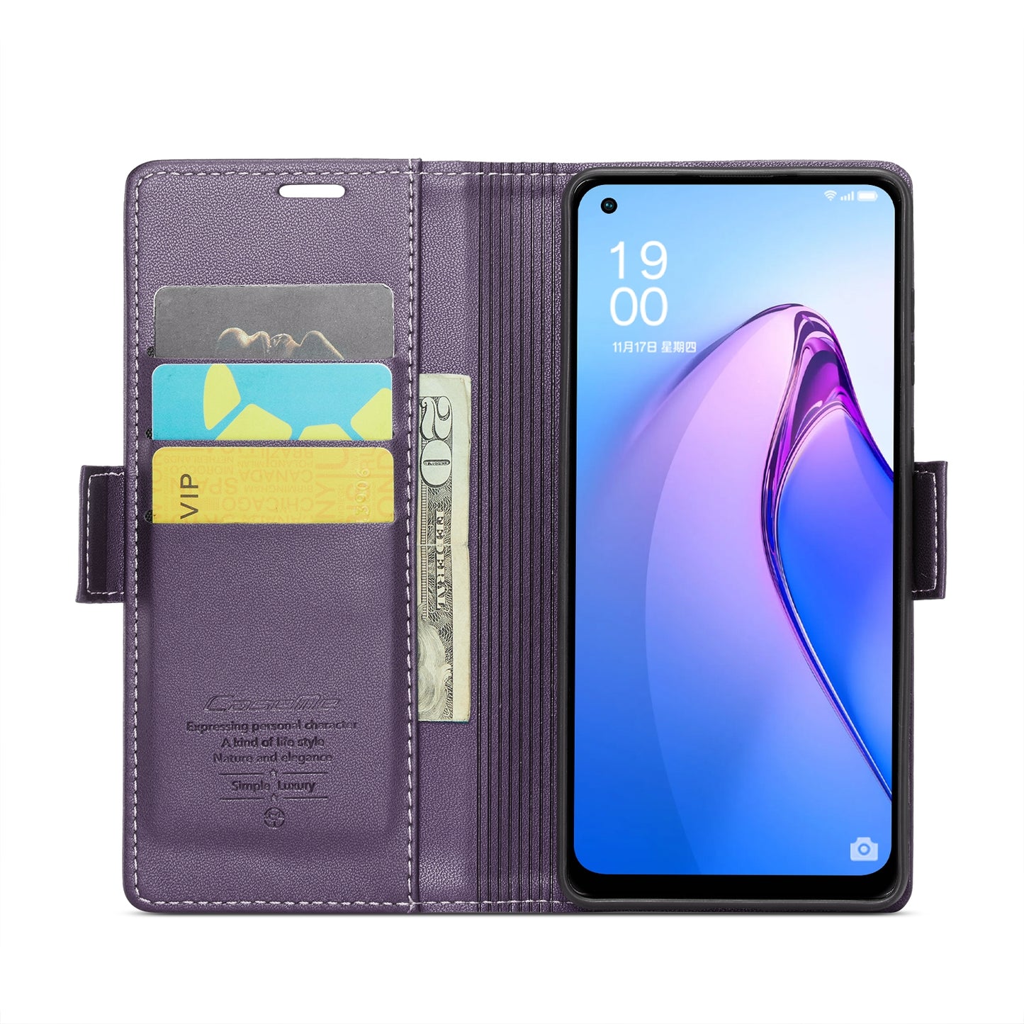 OPPO Reno8 Lite Leather Wallet Case - RFID Blocking, Stand Function, Card Slots