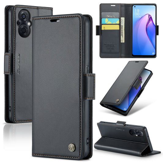 OPPO F21 Pro 5G Leather Wallet Case - RFID Blocking, Stand Function, Card Slots