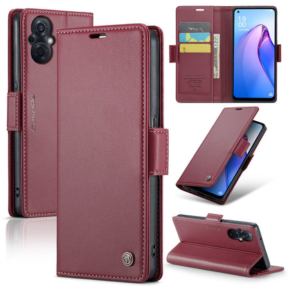 OPPO F21 Pro 5G Leather Wallet Case - RFID Blocking, Stand Function, Card Slots