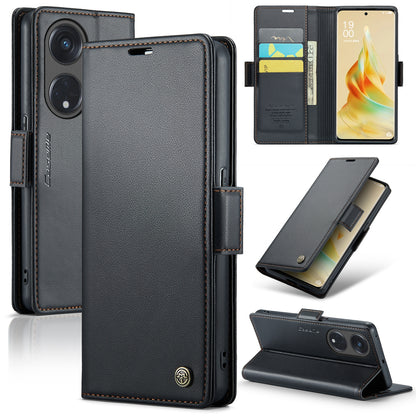 OPPO Reno8 T 5G  Leather Wallet Case - RFID Blocking, Stand Function, Card Slots