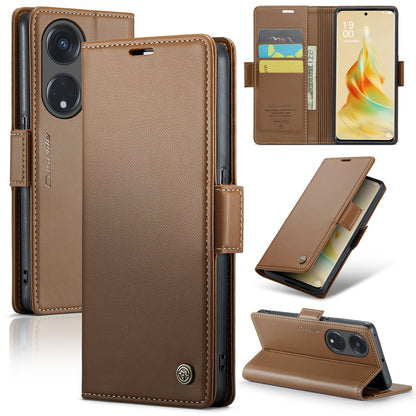 OPPO Reno8 T 5G  Leather Wallet Case - RFID Blocking, Stand Function, Card Slots