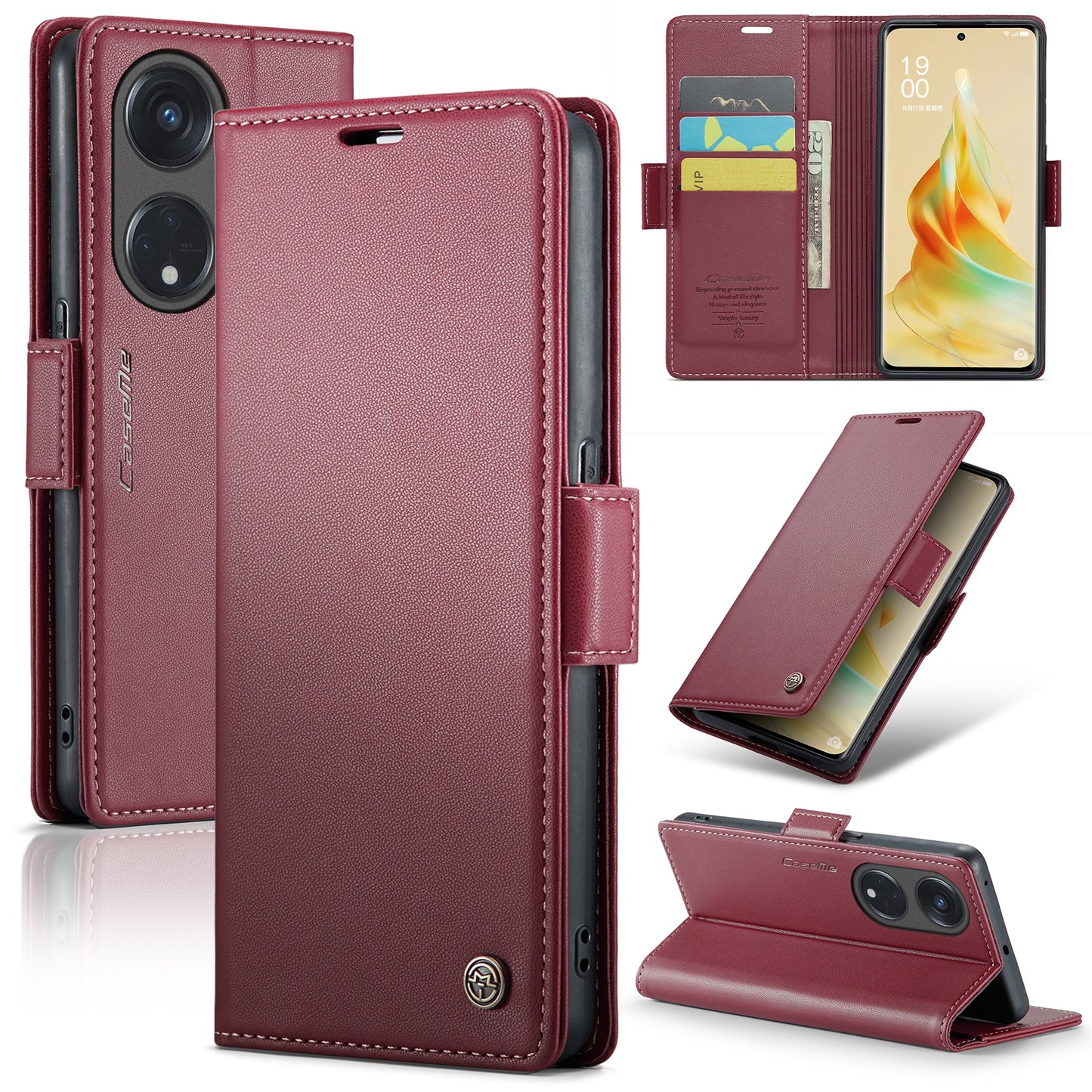 OPPO Reno8 T 5G  Leather Wallet Case - RFID Blocking, Stand Function, Card Slots