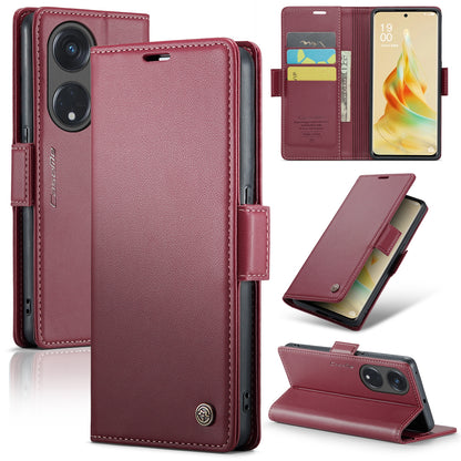 OPPO Reno8 T 5G  Leather Wallet Case - RFID Blocking, Stand Function, Card Slots