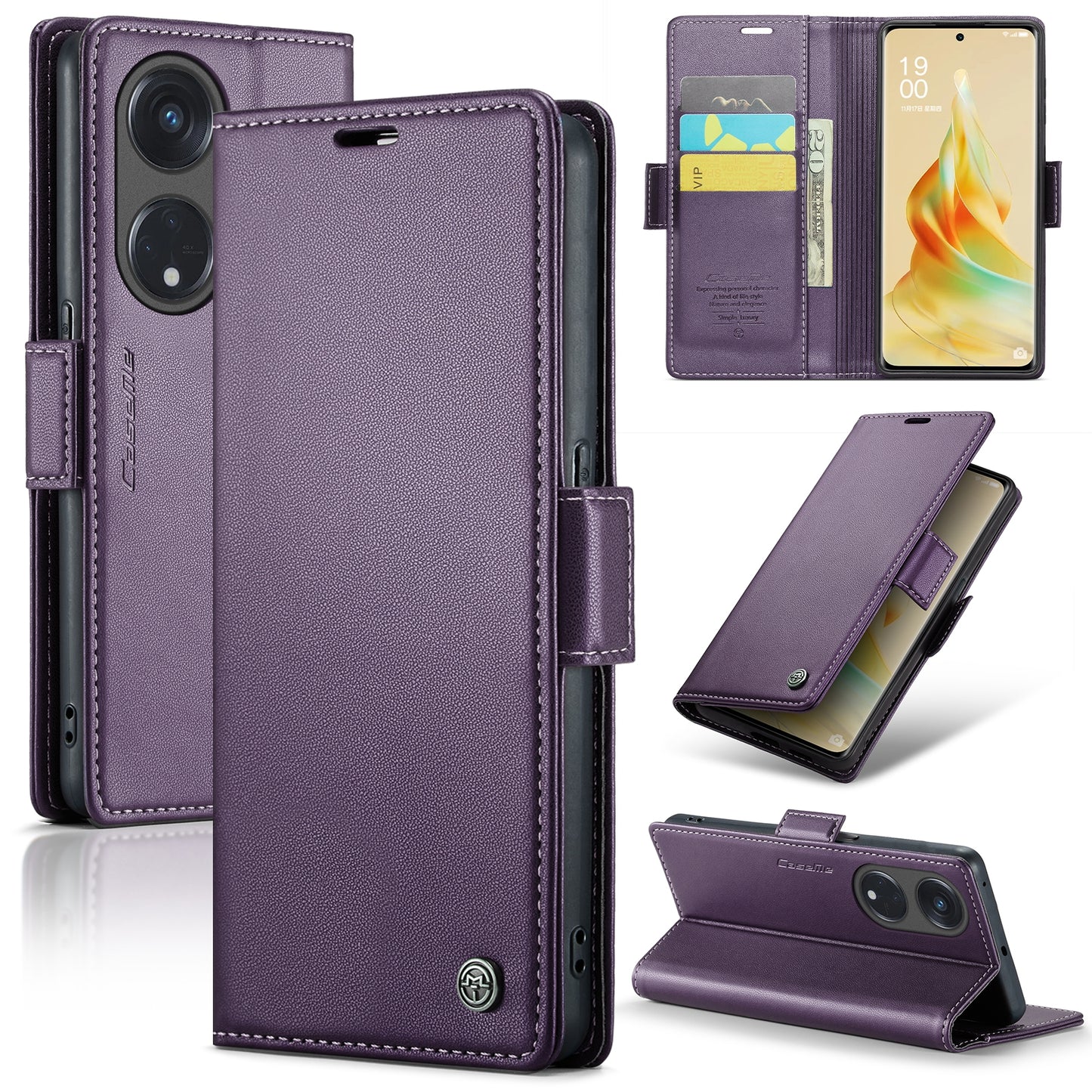 OPPO Reno8 T 5G  Leather Wallet Case - RFID Blocking, Stand Function, Card Slots