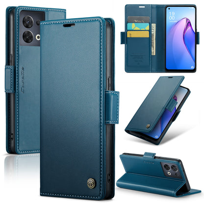 OPPO Reno8 5G Leather Wallet Case - RFID Blocking, Stand Function, Card Slots