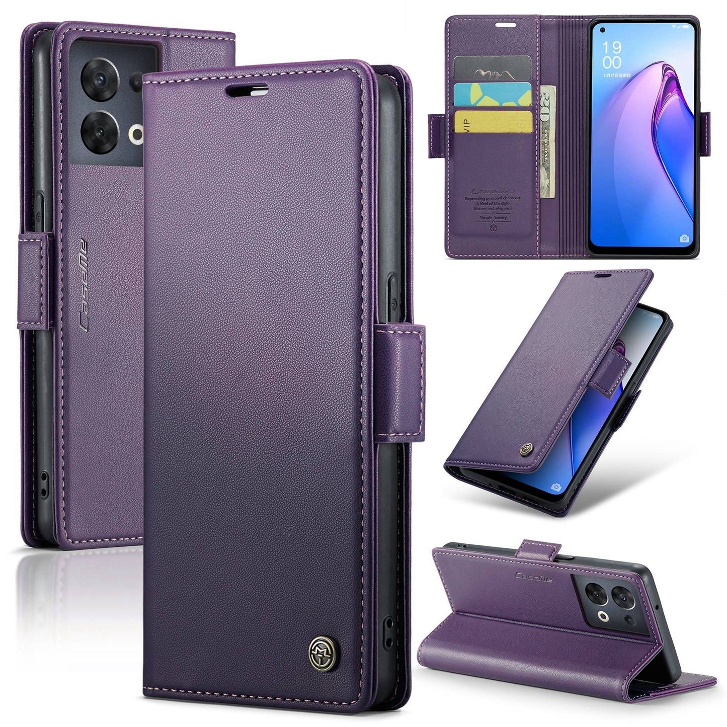 OPPO Reno8 5G Leather Wallet Case - RFID Blocking, Stand Function, Card Slots