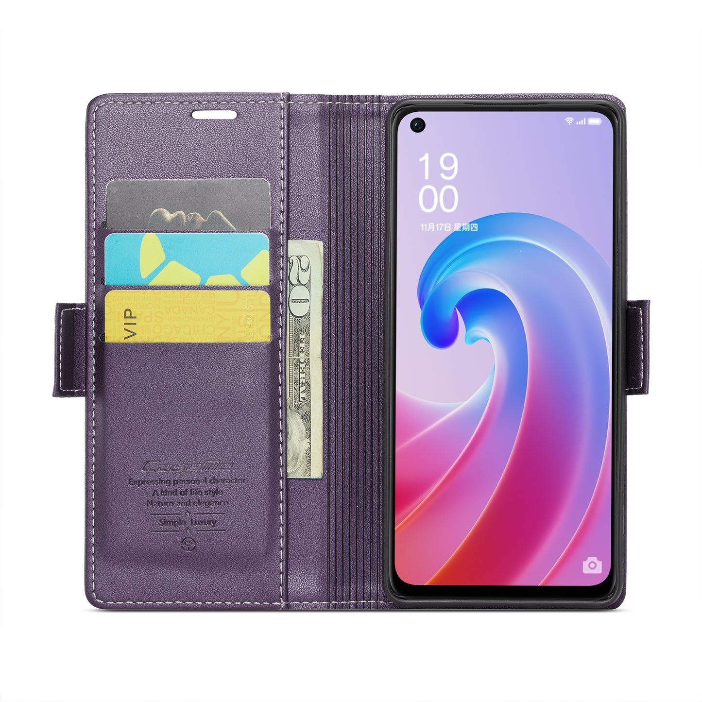 OPPO A96 4G Leather Wallet Case - RFID Blocking, Stand Function, Card Slots