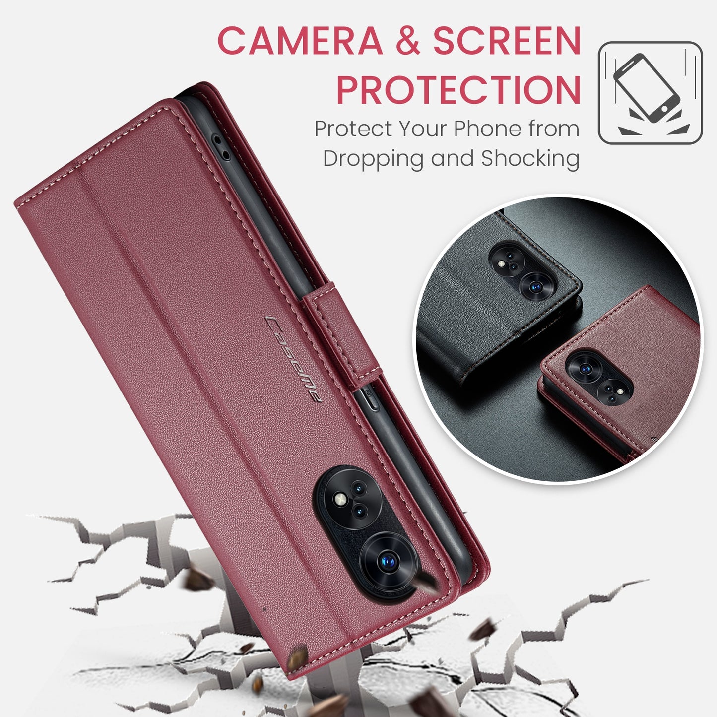 OPPO Reno8 T 4G Leather Wallet Case - RFID Blocking, Stand Function, Card Slots
