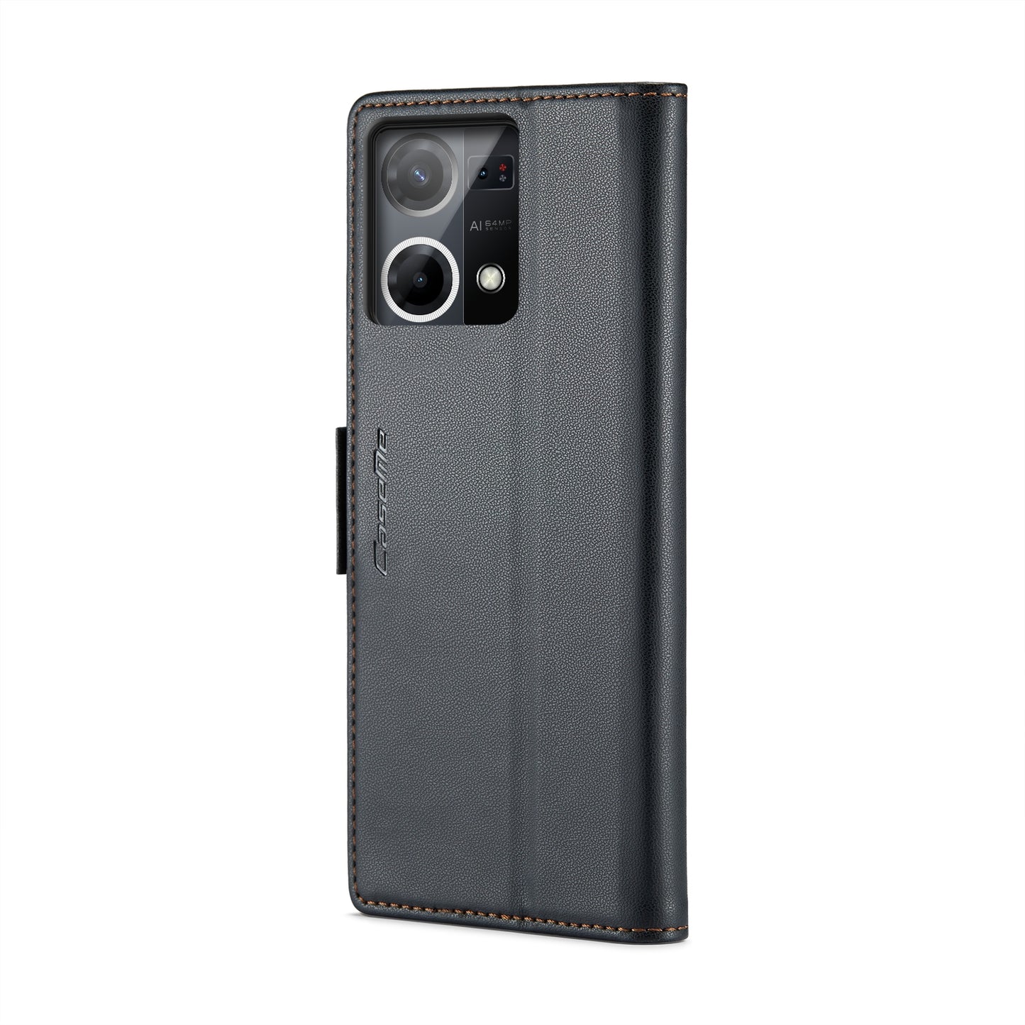 OPPO Reno7 4G Leather Wallet Case - RFID Blocking, Stand Function, Card Slots