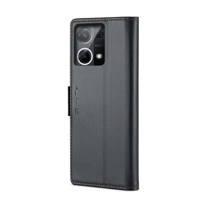 OPPO Reno7 4G Leather Wallet Case - RFID Blocking, Stand Function, Card Slots